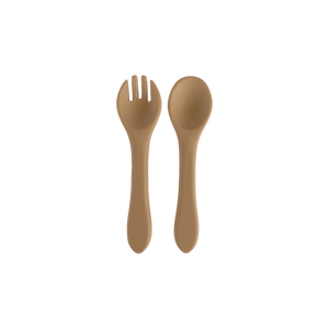 Silicone Spoon and Fork Spork in Almond Tan for Bubs Playground and Bubs Eats