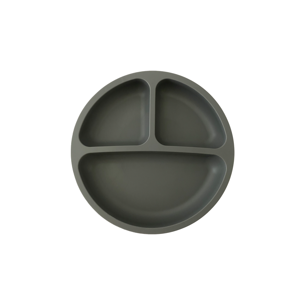 Silicone Suction Plate in Cloud Grey from Bubs Playground and Bubs Eats