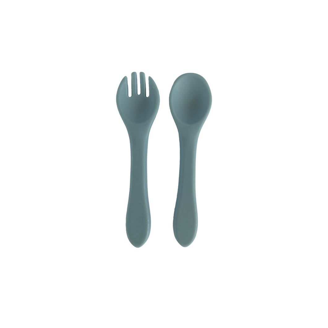 Silicone Spoon and Fork Spork in Ocean Blue for Bubs Playground and Bubs Eats