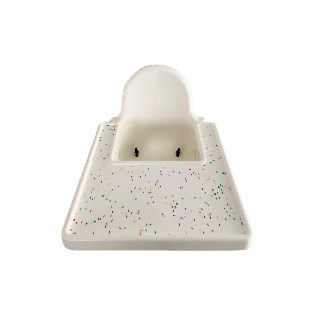 Bubs Playground's silicone placemats for IKEA Antilop Highchair in Rainbow Sprinkles are great for babies, toddlers & kids starting solids & BLW! These 100% food grade highchair accessories catch food, great for birthday, party & smash cakes!