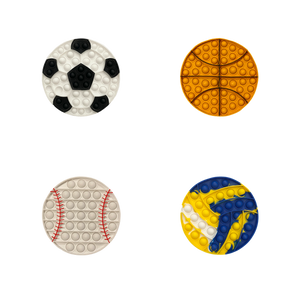 Sports Ball set includes 4 fidgets: Soccer Ball, Basketball, Baseball and Volleyball