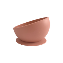 Load image into Gallery viewer, Silicone Suction Bowl &amp; Silicone Spoon in Sunrise Pink from Bubs Playground and Bubs Eats
