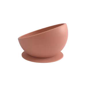 Silicone Suction Bowl & Silicone Spoon in Sunrise Pink from Bubs Playground and Bubs Eats