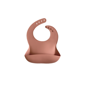 Silicone Bib in Sunrise Pink from Bubs Playground and Bubs Eats